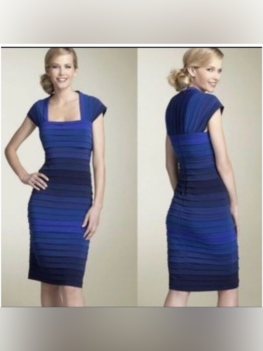 Tadashi Shoji Blue Fitted Dress Size XS